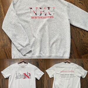Gray NEU Northeastern University Sweater ➕Tshirts M heather